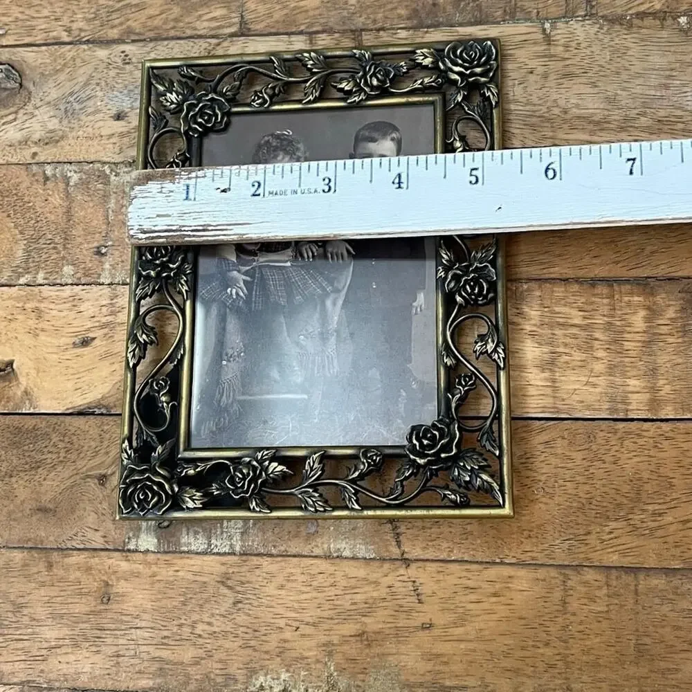 Connoisseur Openwork Rose Floral Metal Picture Frame 3.5 x 4.5